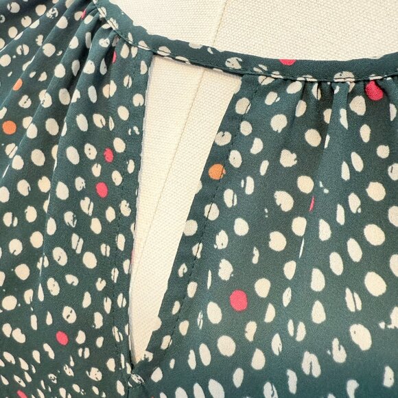 West Kei Polka Dot Tie-Front Blouse β Teal Multi, Size M πβ¨ - Picture 3 of 15